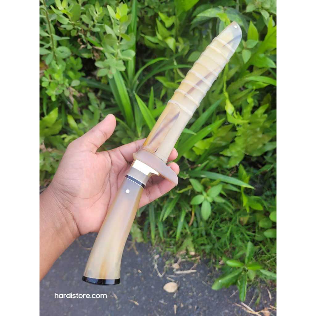 ID PISAU SEMBELIH 22,5 CM BOHLER K340 I FULL KERBAU BULE TANPA SAMBUNG GUARD KUNINGAN (BILAH TEMPA,