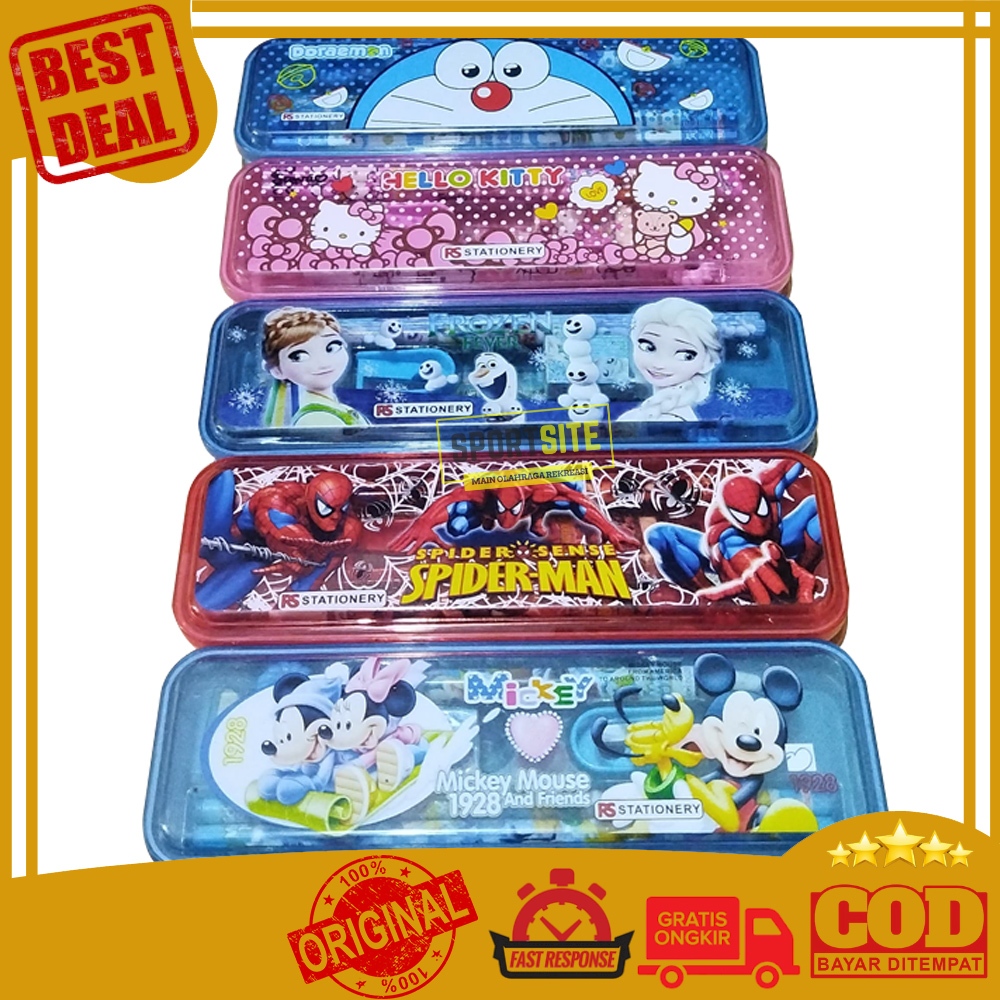 

Alat Tulis Sekolah Set Paket 5 in 1 Tempat isi Kotak Pensil Pulpen Penggaris Penghapus Rautan Serutan Serbaguna Multifungsi Tempat Kotak Karakter Perlengkapan Peralatan Kantor Sekolahan Sharpener Ruler Eraser Pencil Office Stationery ATK Character Case