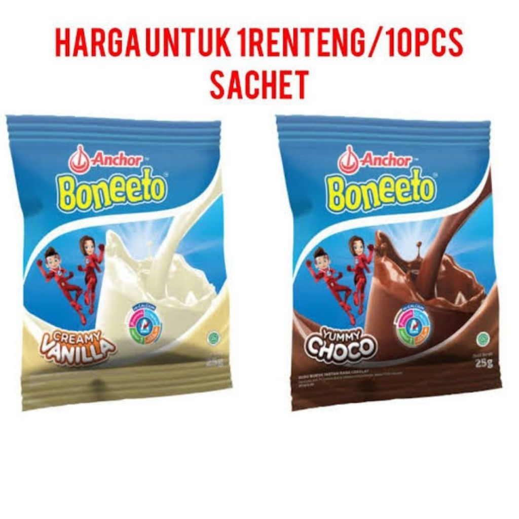 

susu bubuk sachet boneeto rasa vanila & choco (25 gr x 10 sachet)