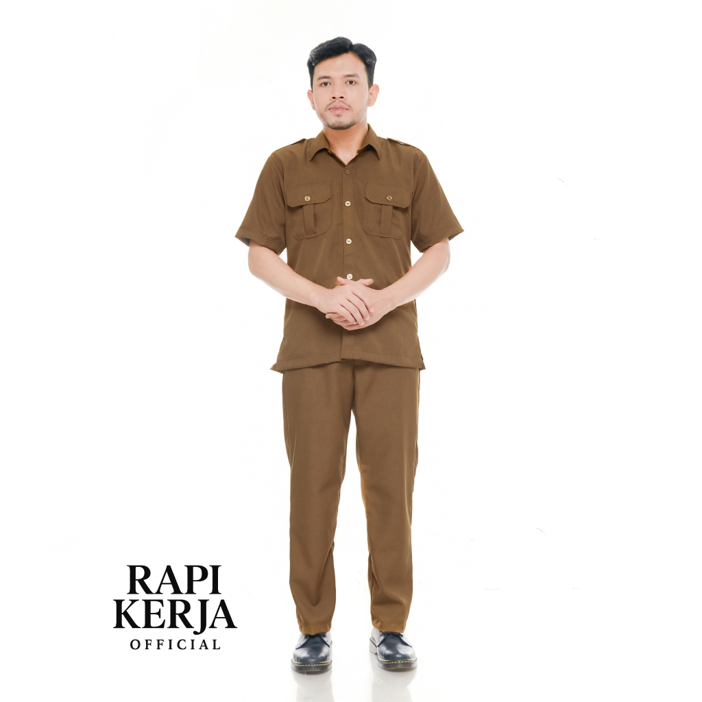 rrt [BAHAN PREMIUM] Seragam PNS Pemda Pria Khaki Tua Baju ASN Pegawai Negeri / Bahan Semi Wool Adem