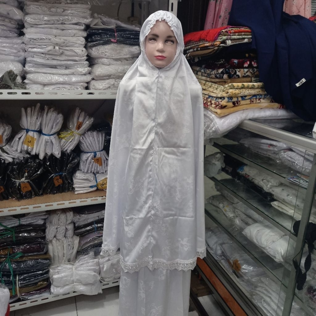 MUKENA ANAK BAHAN SUTRA DOFF / MUKENA ANAK PUTIH / MUKENA ANAK 2IN1