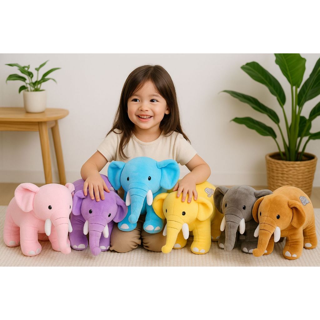 Boneka Gajah Duduk XL Boneka Gajah Bahan Yelvo Halus Lembut SNI Murah