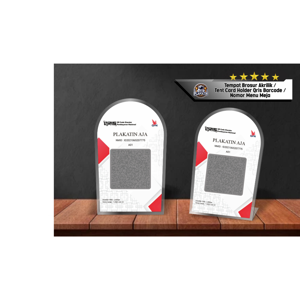 

Tempat Brosur Akrilik / Tent Card Holder Qris Barcode / Nomor Menu Meja