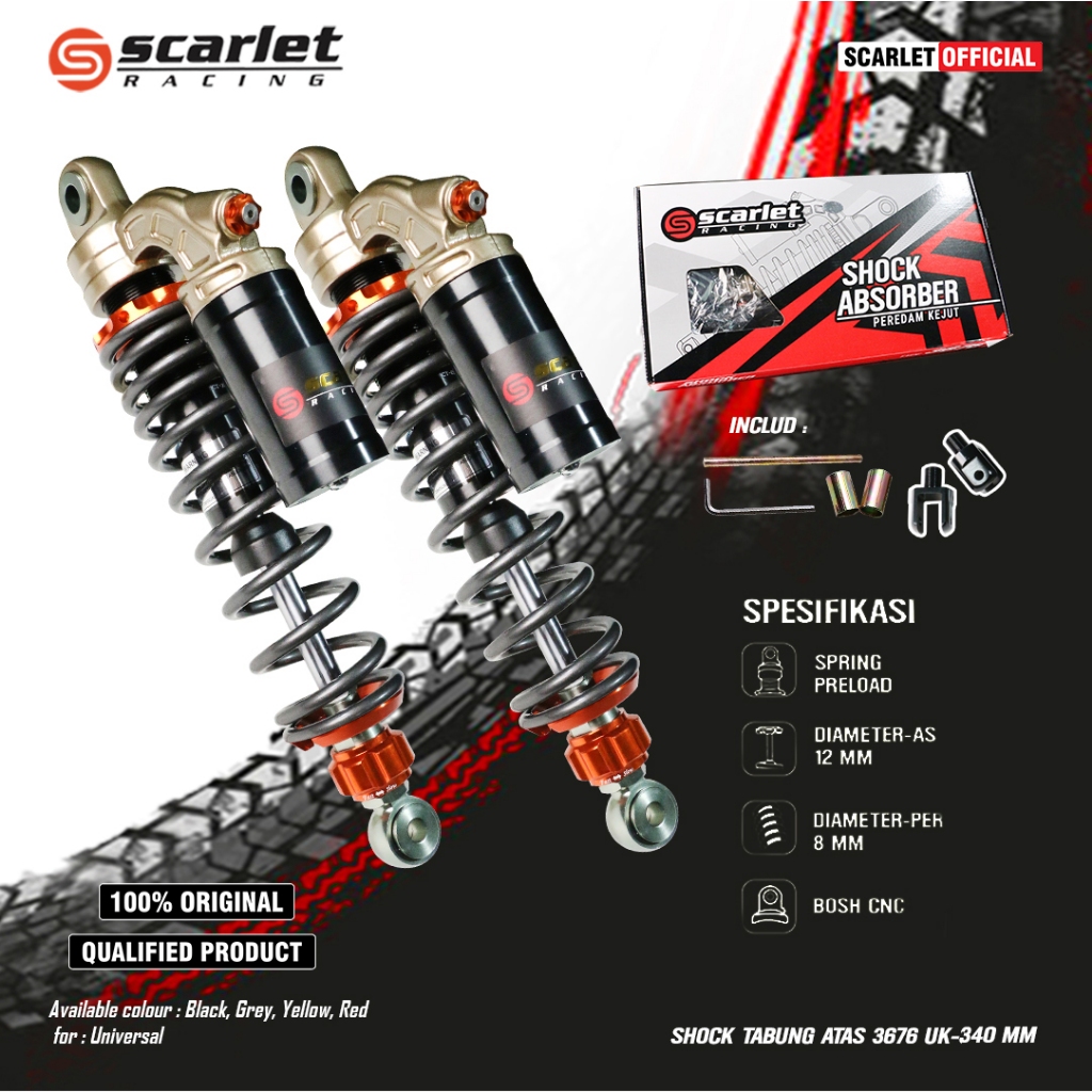 Scarlet Racing - Shock Tabung Atas 3676 Ukuran 340mm (O+U)