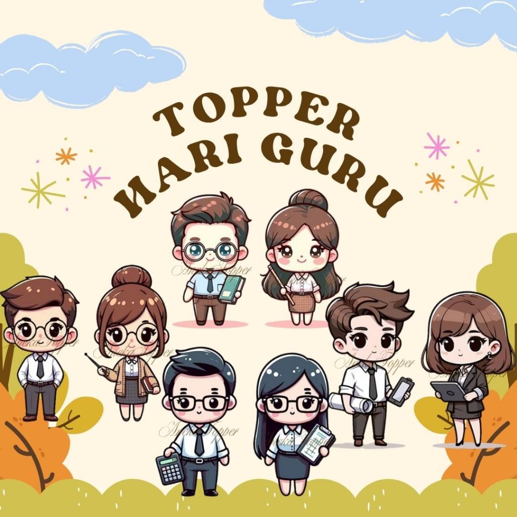 12PCS TOPPER HARI GURU / Topper Couple Guru / Topper Guru / Topper Untuk Buket Hari Guru / Topper Ha