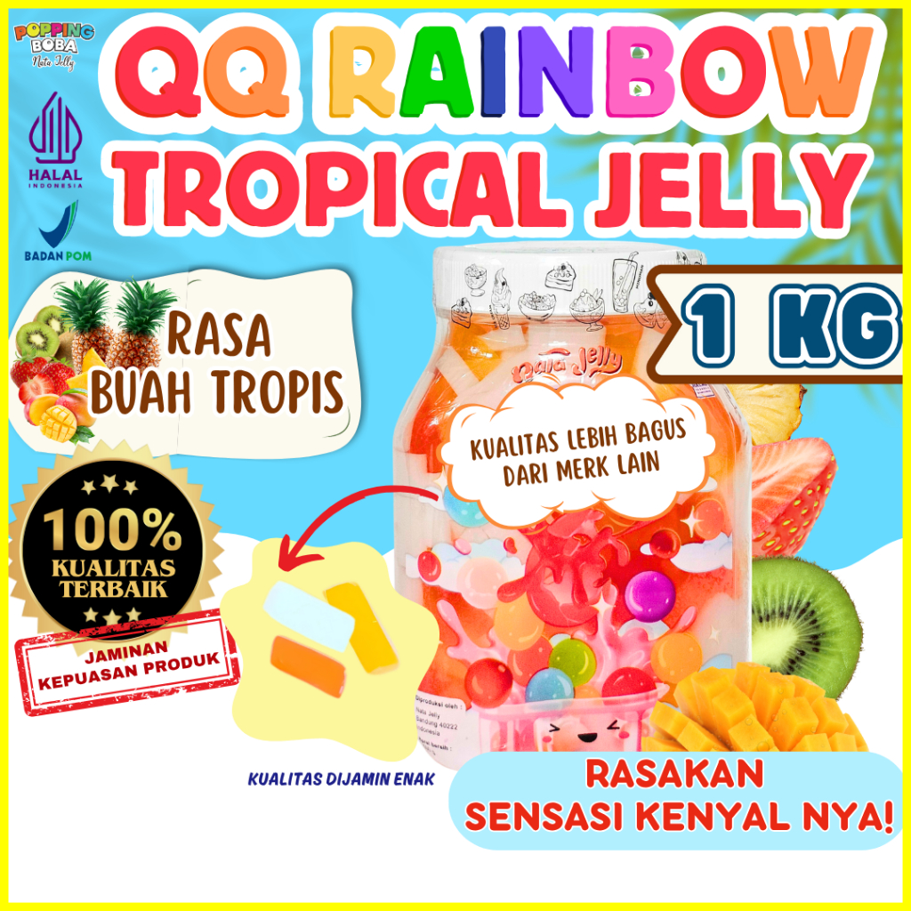 

QQRainbowJellyKonyakuToppingMinumanPerpaduan FRISIAN FLAG Susu UHT Original - Tropical Jelly Buah Tropis 1 KG | Cocok Untuk Semua Jenis Minuman