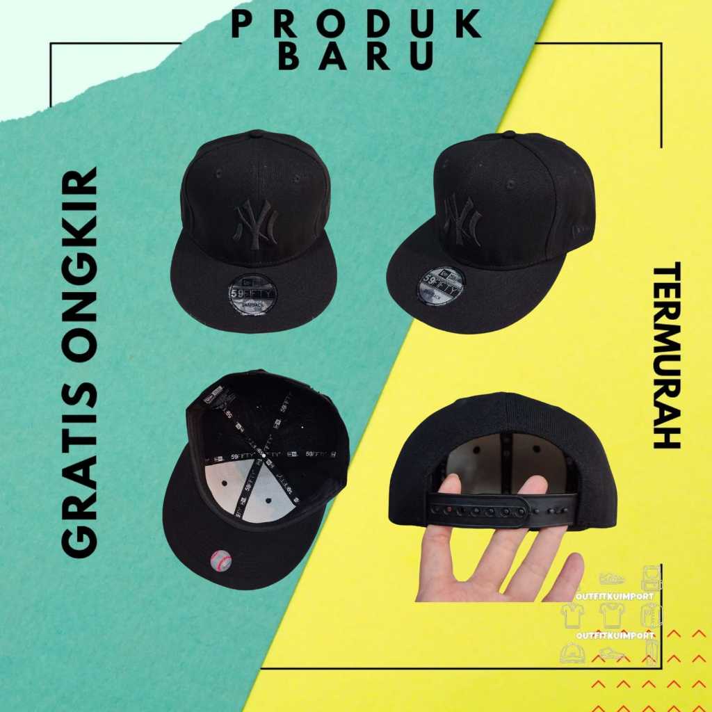 Y-064 Topi Snapback NY Newera Fullblack