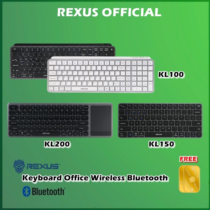 Rexus KL100 KL150 KL200  Keyboard Office Wireless Bluetooth Dual Mode KL 100 KL 150 KL 200