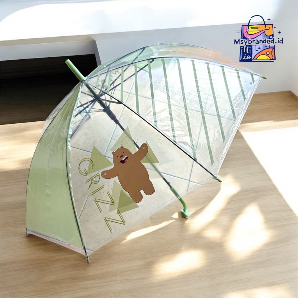 MINISO WE BARE BEARS GRIZZ TRANSPARENT UMBRELLA PAYUNG TRANSPARAN AESTETHIC