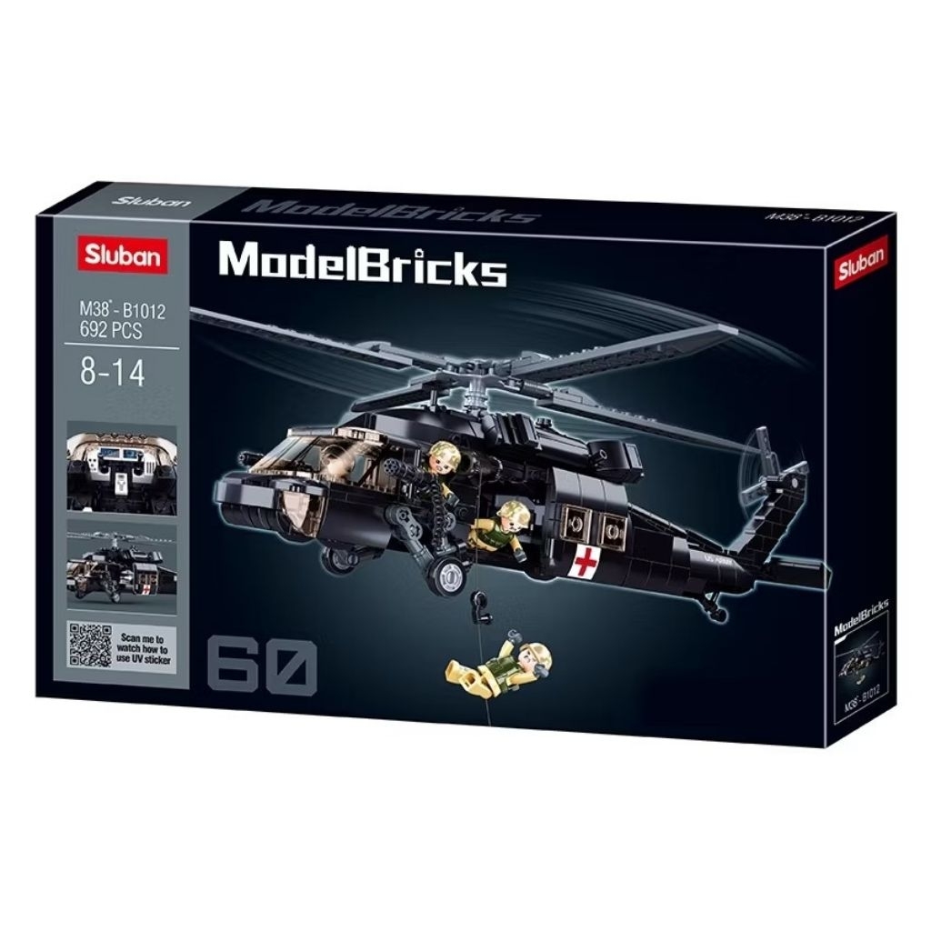 Sluban Model Bricks Helikopter | Mainan Helikopter | Army Helicopter M38-B1012