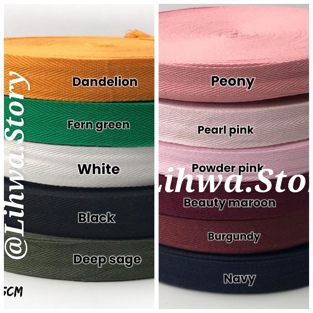 

1 ROLL ( 50 YARD ) - PITA KATUN 2,5 CM / TWILL TAPE POLOS / PITA KATUN POLOS / TALI GULING