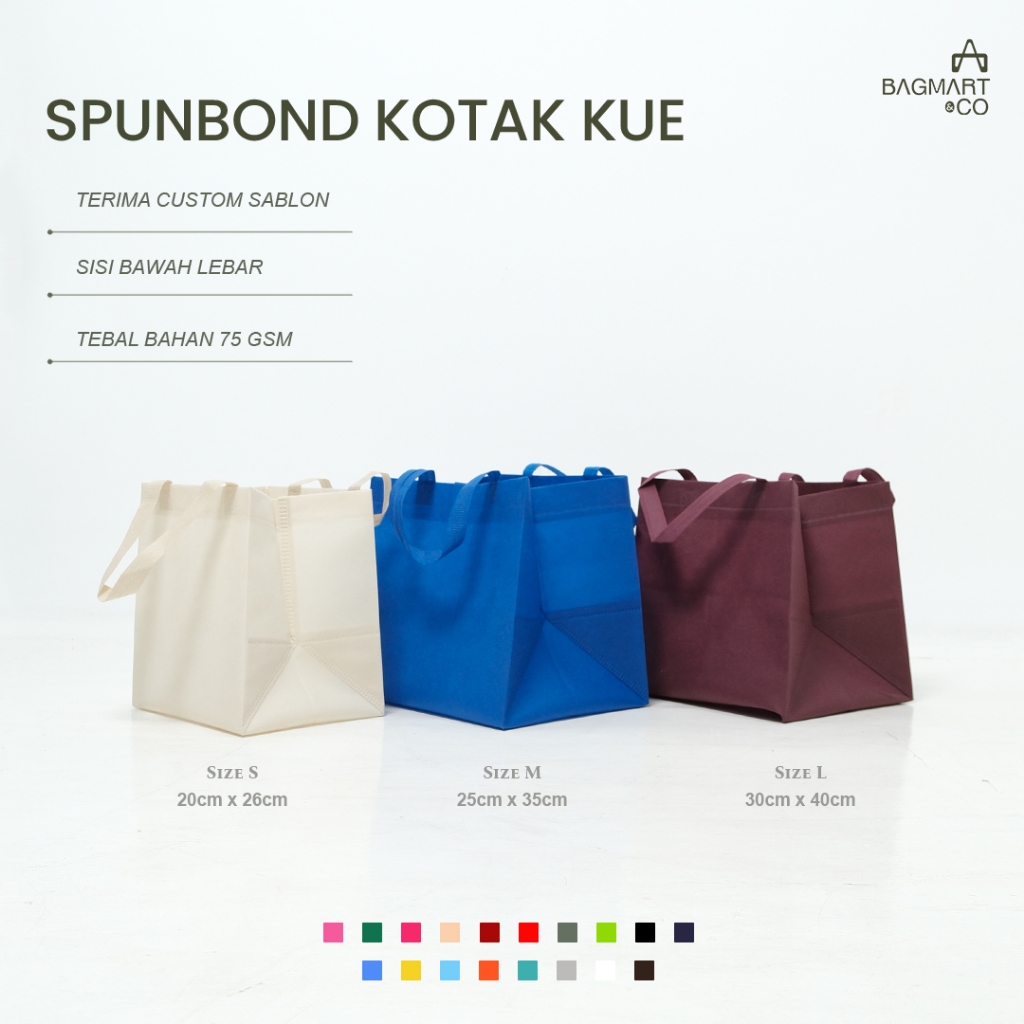 

Tas Kain Spunbond Box Kue / Nasi Kotak / Dus / Goodie Bag Bakery / Bento Hantaran / Kantong 3D