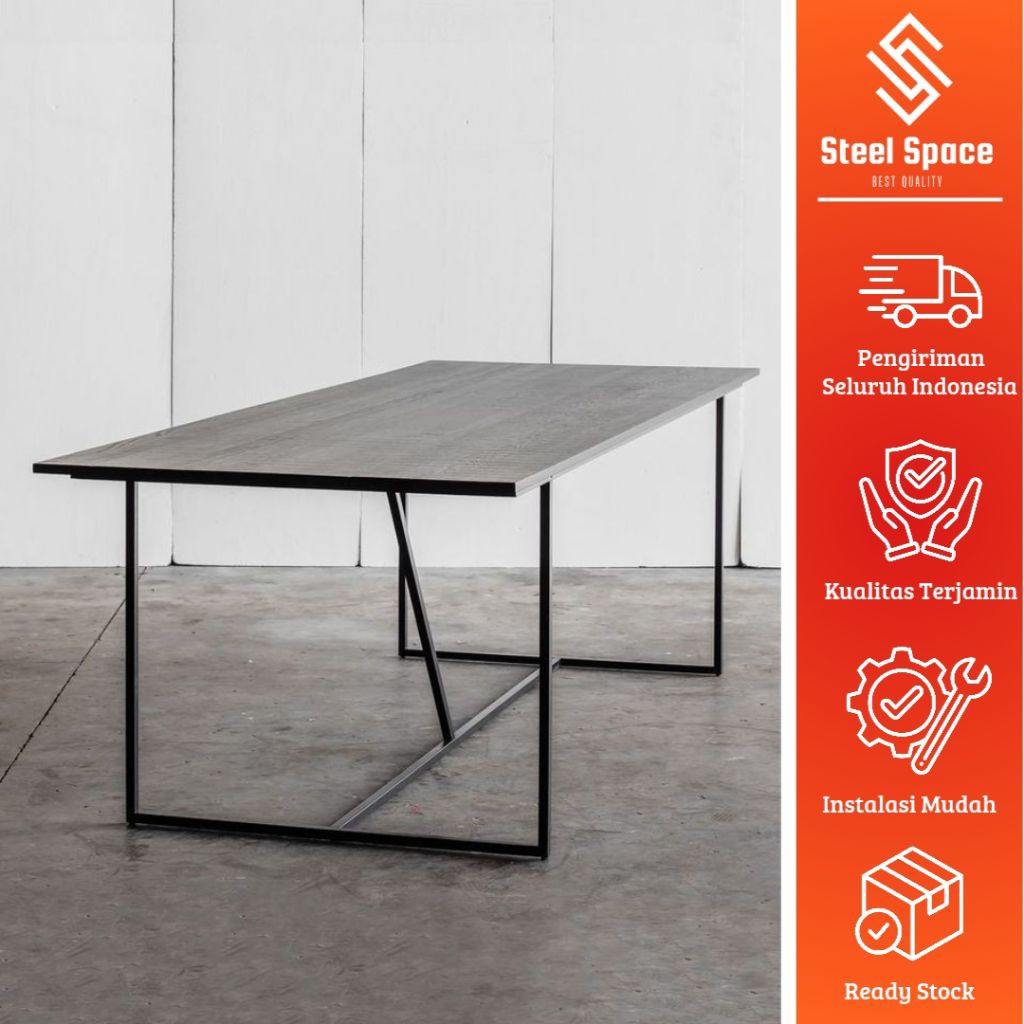 Meja kantor minimalis rangka besi / meja belajar