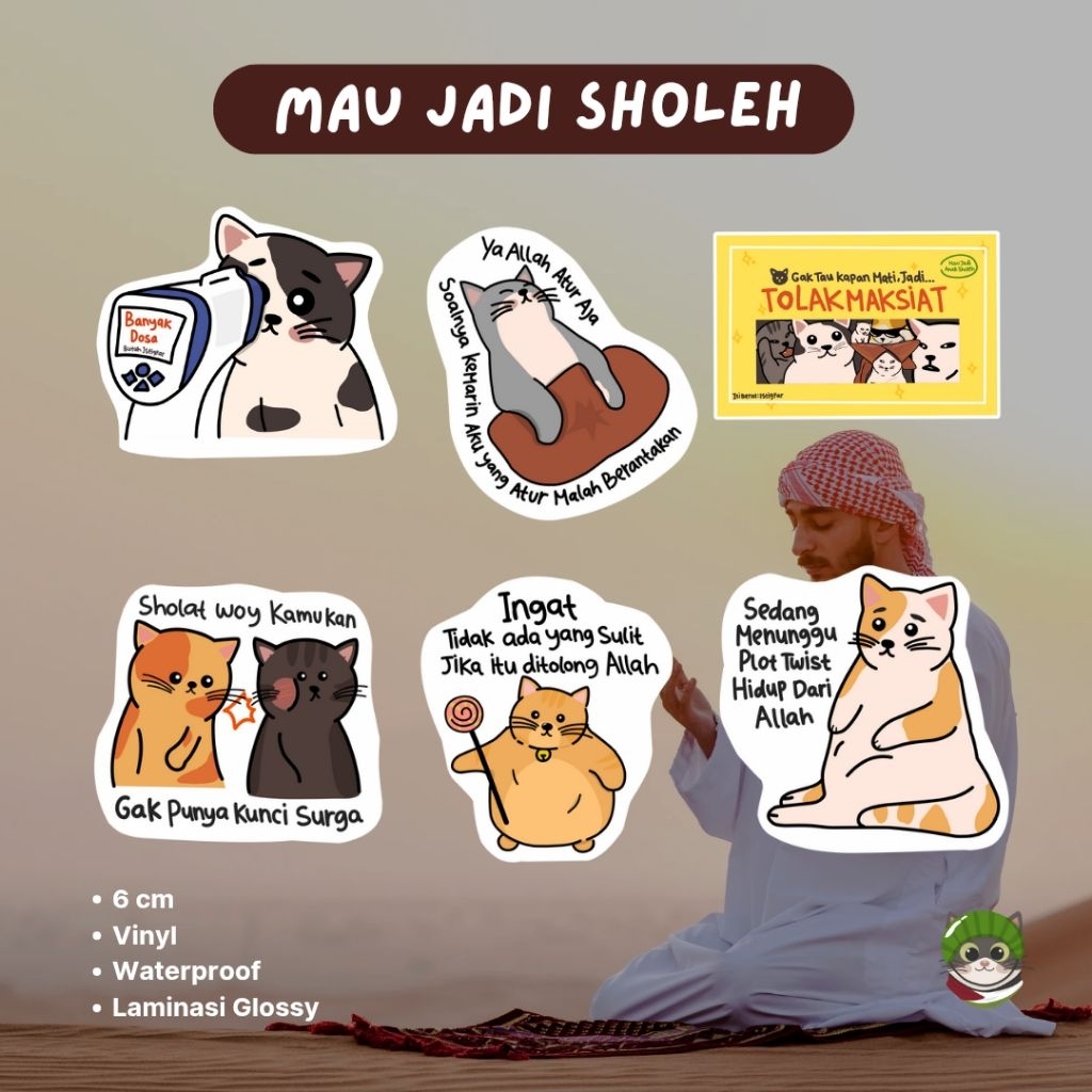 

Stiker Set Kucing (Mau Jadi) Sholeh | Stiker Kata Kata Islam | Stiker Kucing | Stiker Aesthetic |