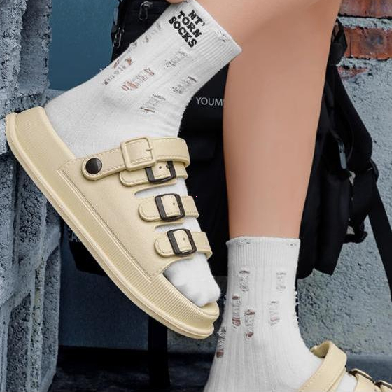 Easy Sandal Sandal Wanita Terbaru Sandal Slop Wanita Wedges Wanita Sandal Jelly Wanita Kekinian Ting