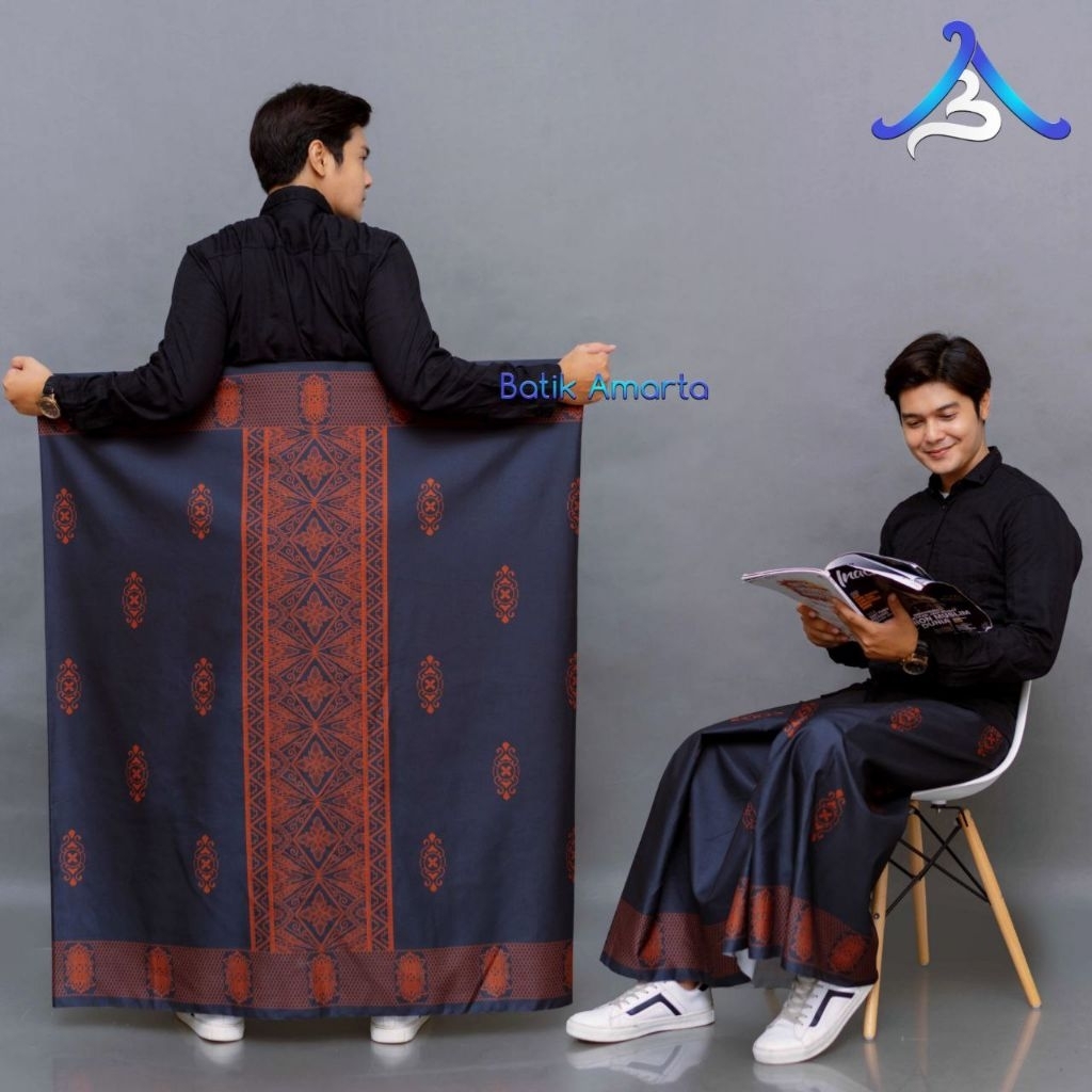 Ready stok banyak Sarung Batik PolimicroMotif : sekar jagat biru Proses  digital printing