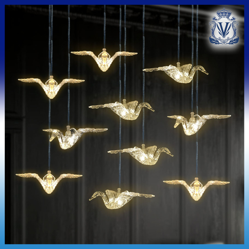 Lampu Angsa Akrilik 1 set Acrylic isi 10 Lampu - Lampu dekorasi pelaminan - lampu gantung dekorasi w