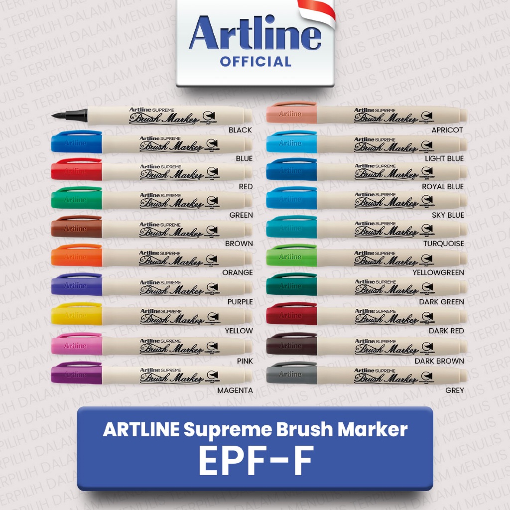 

[BOX/12PCS] ARTLINE Supreme Brush Marker EPF-F Spidol Kuas Banyak Warna