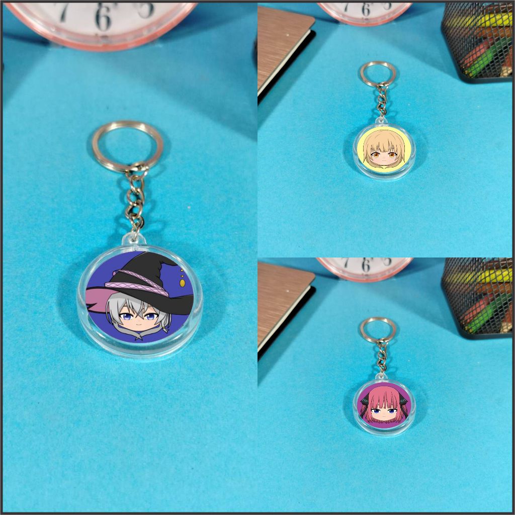 Gantungan Kunci Mini Anime Waifu - Keychain Miku Bocchi Elaina Kurumi Nino Mahiru Lucu size 32mm