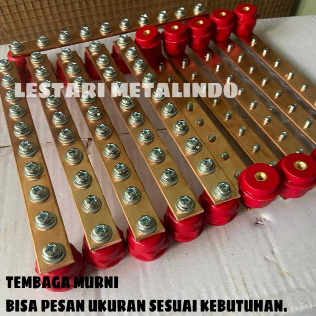 busbar tembaga custom 5mm x 25mm x 200mm 10 baut m6 - grounding netral