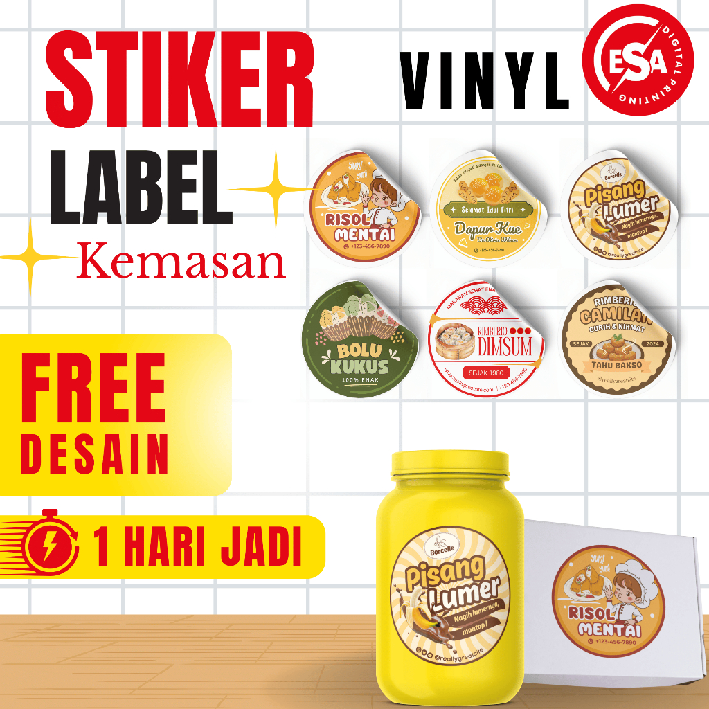 

Cetak Stiker Label Usaha Makanan Vinil / Cut Sticker Vinyl A3+ Cetak Stiker Label Minuman