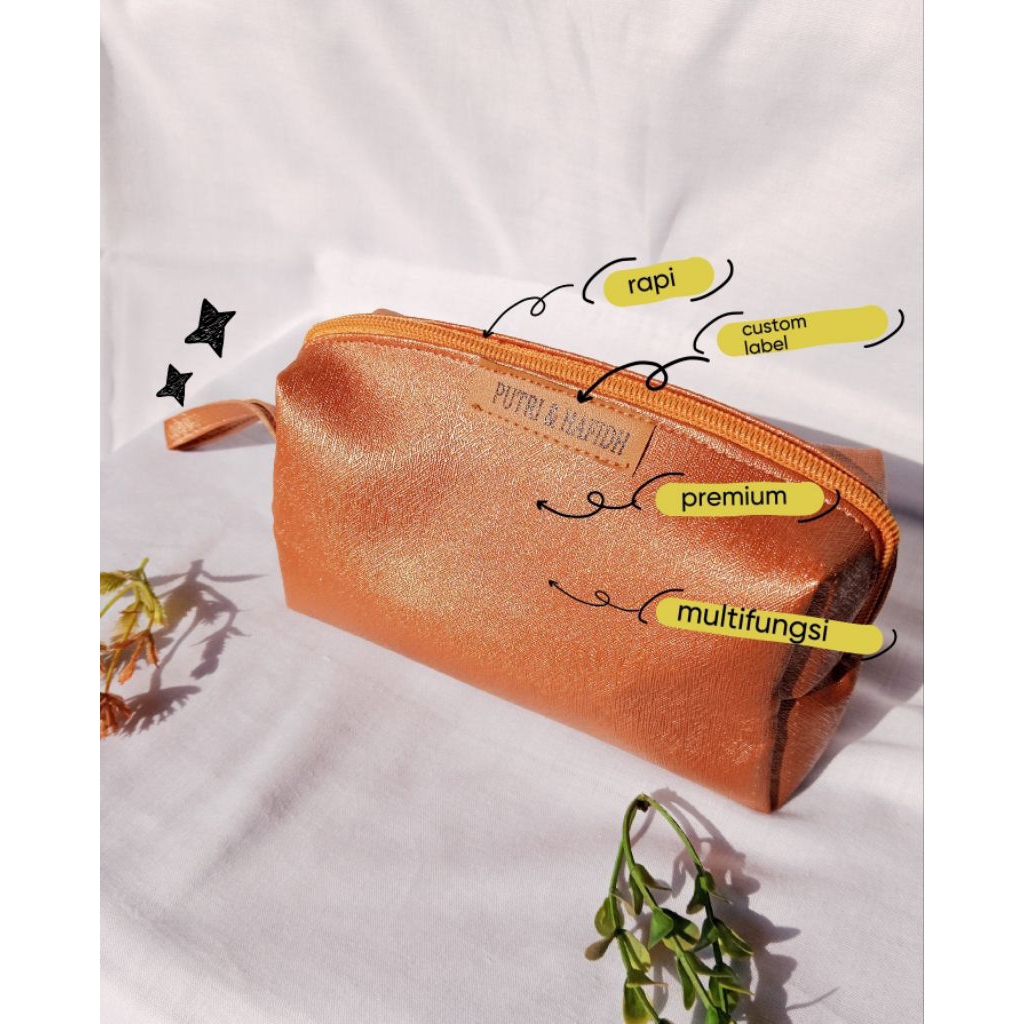 50 pcs Souvenir Pernikahan Pouch Kosmetik Dompet  Custom Murah | Grosir Souvenir Pernikahan Kostum D