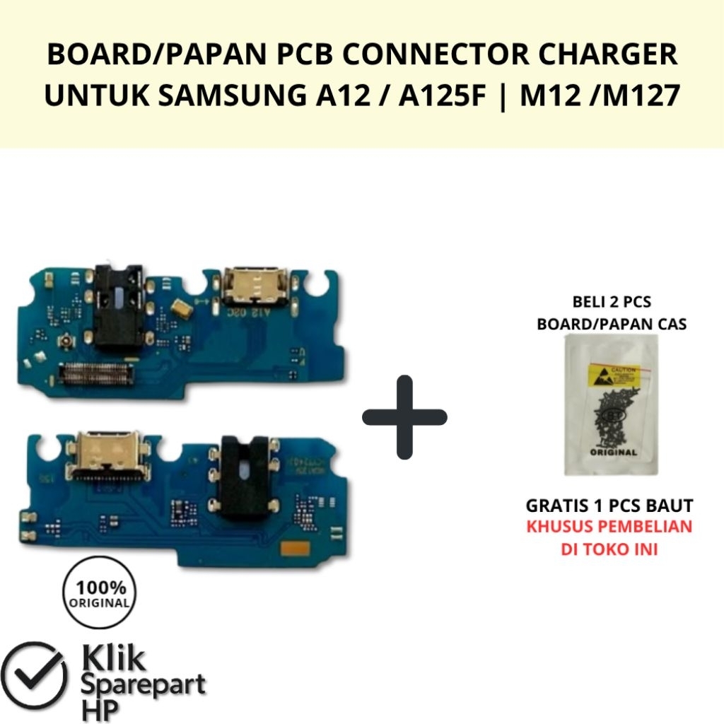 BOARD/PAPAN PCB CONNECTOR CHARGER UNTUK SAMSUNG A12 / A125F | M12 /M127 ORIGINAL •SPAREPART HP•