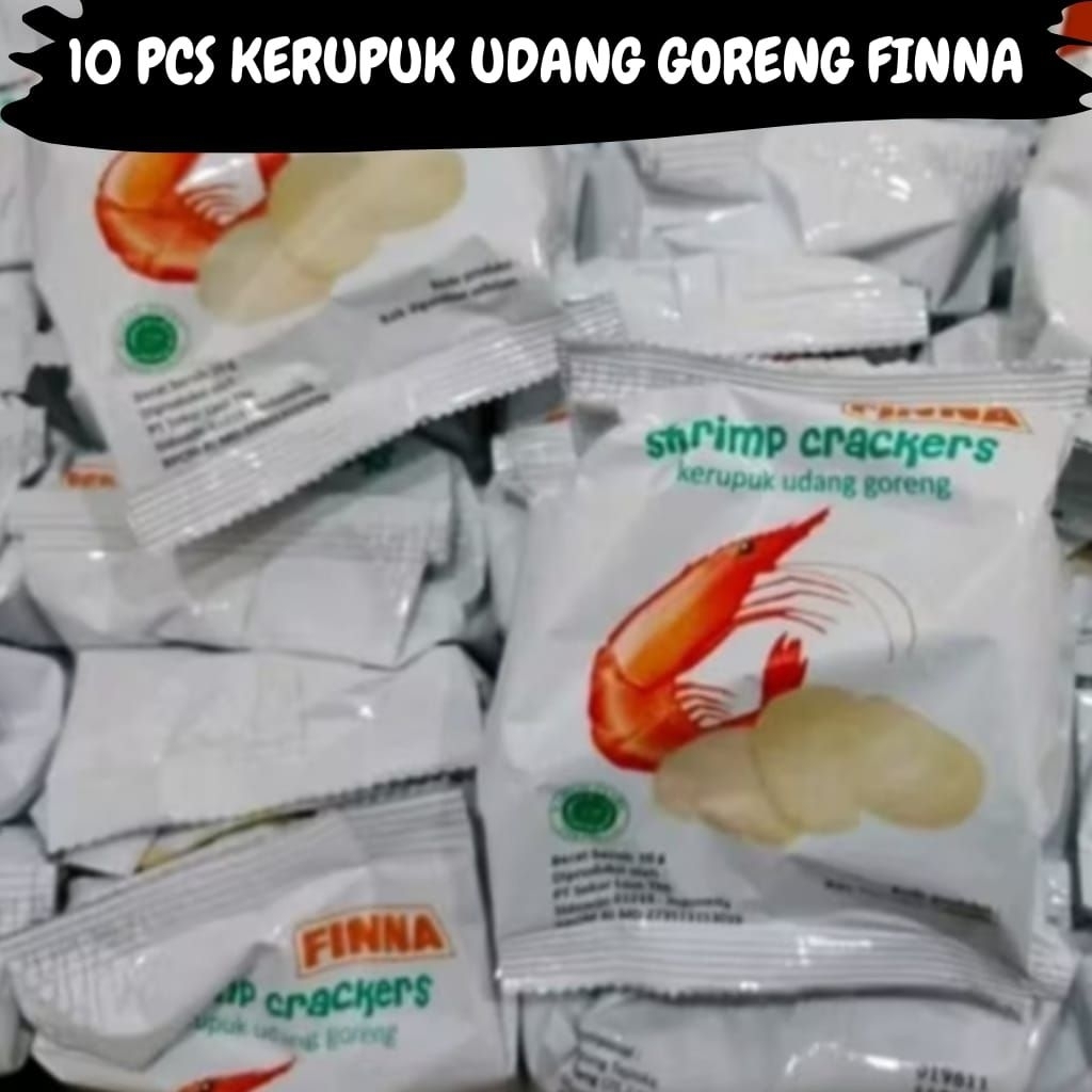 

10 PCS Krupuk/Kerupuk Udang Goreng Finna Shrimp Crackers 10 Gram Siap Makan Renyah Gurih Halal % Non Kolestrol By Sekar Laut TStore
