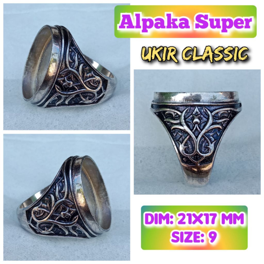 cincin emban batu akik batu permata alpaka super ukir Bali.46