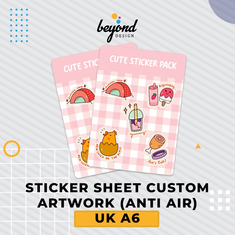 

Sticker Sheet Custom Cetak Stiker Artwork Bahan Premium Sticker Pack Custom uk A6