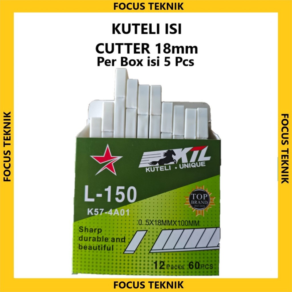 

KUTELI Isi Cutter 18mm – Per Box Isi 5 Pcs Tajam, Tahan Lama, dan Siap Pakai!