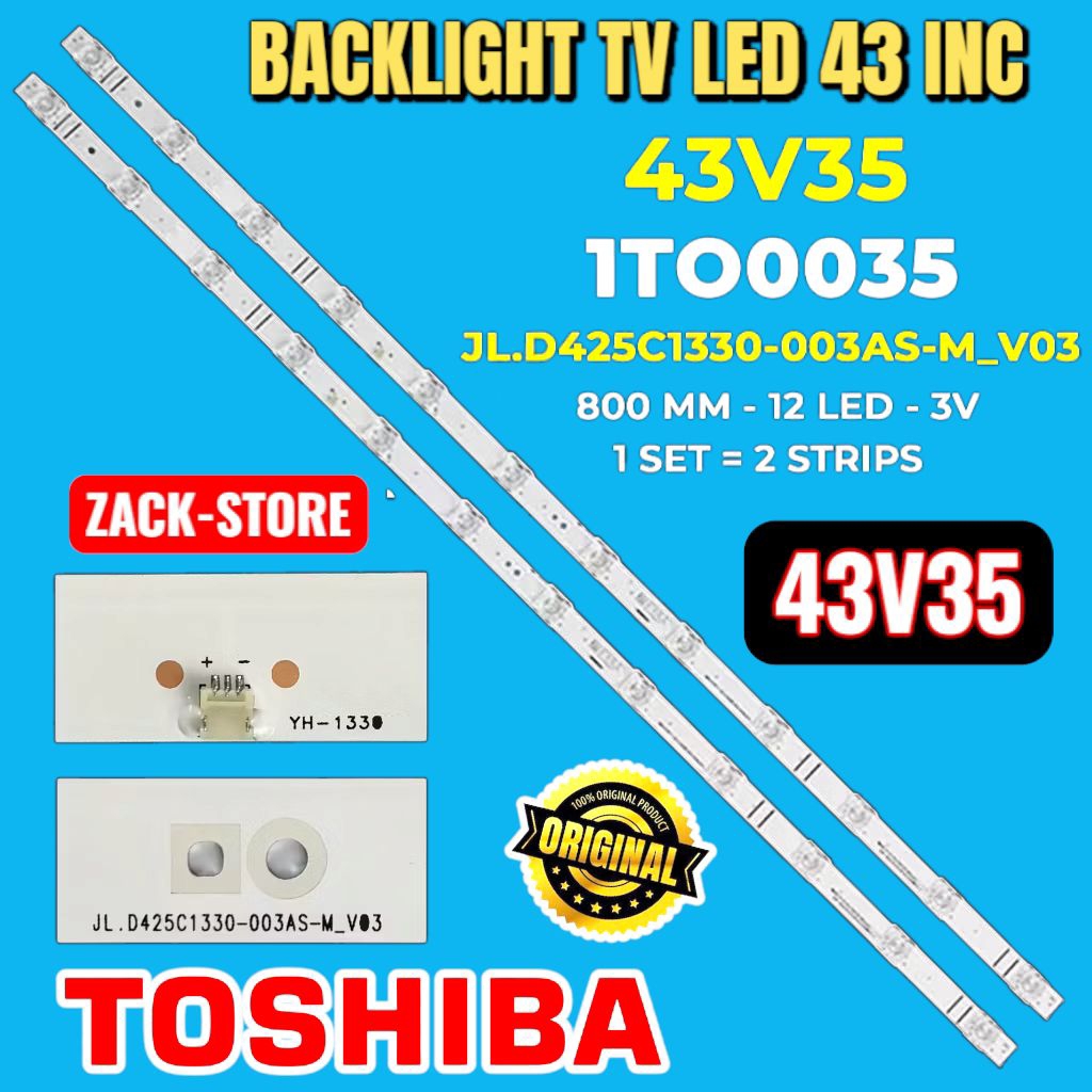 BACKLIGHT TV TOSHIBA 43 INC 43V35 12 LED 3 VOLT