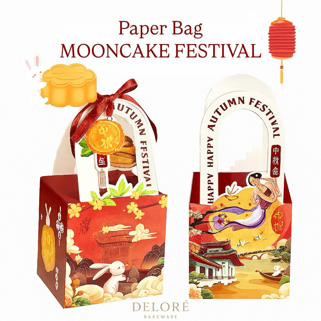 

DELORÉ Kotak Mooncake FREE Hang Tag Pita / Tas Jinjing Kue Bulan / Mika Box Mooncake Case Mid Autumn Festival / Box Jinjing Kue Bulan Kelinci