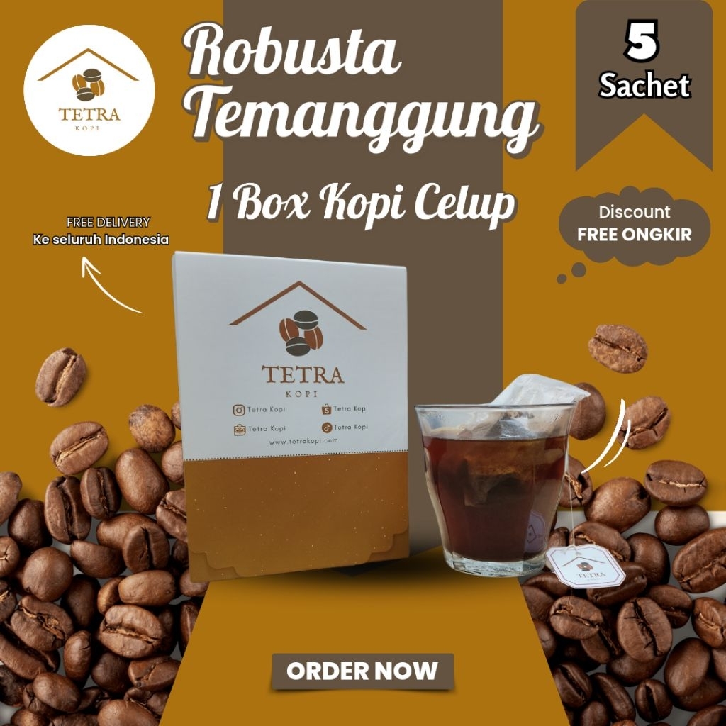 

TetraKopi Robusta Temanggung Kopi Celup & Drip 5 pcs 1 box
