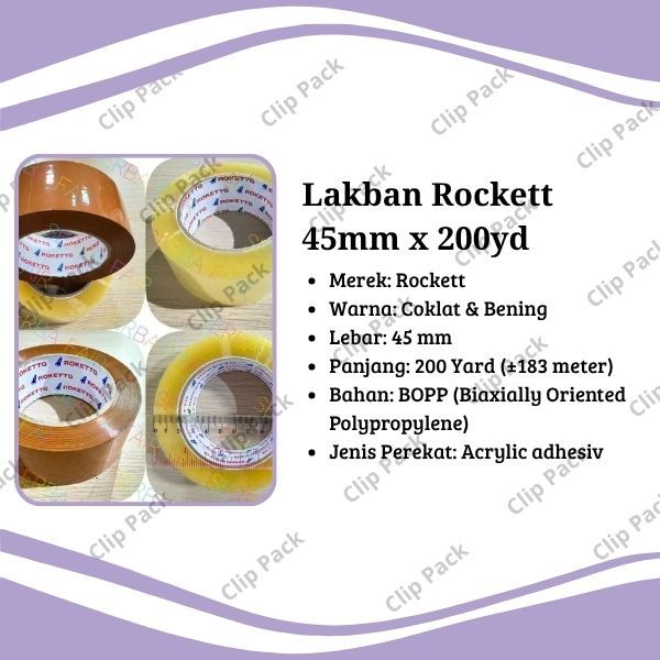

Rockett Lakban Bening Dan Coklat 45 x 200 Harga Bersaing & Kualitas Terjamin - 1Pcs