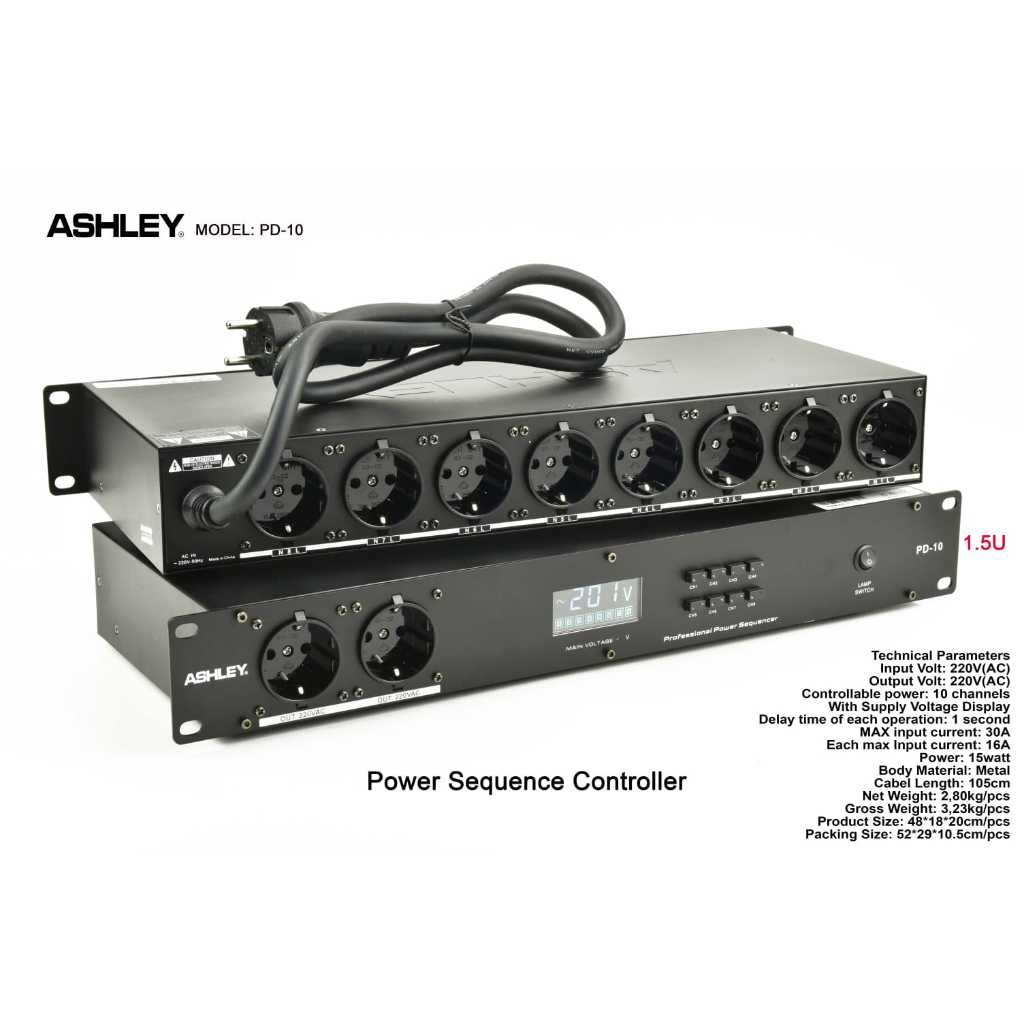 Power Distributor Ashley PD10 Pengaman Sound System dan Alat Listrik