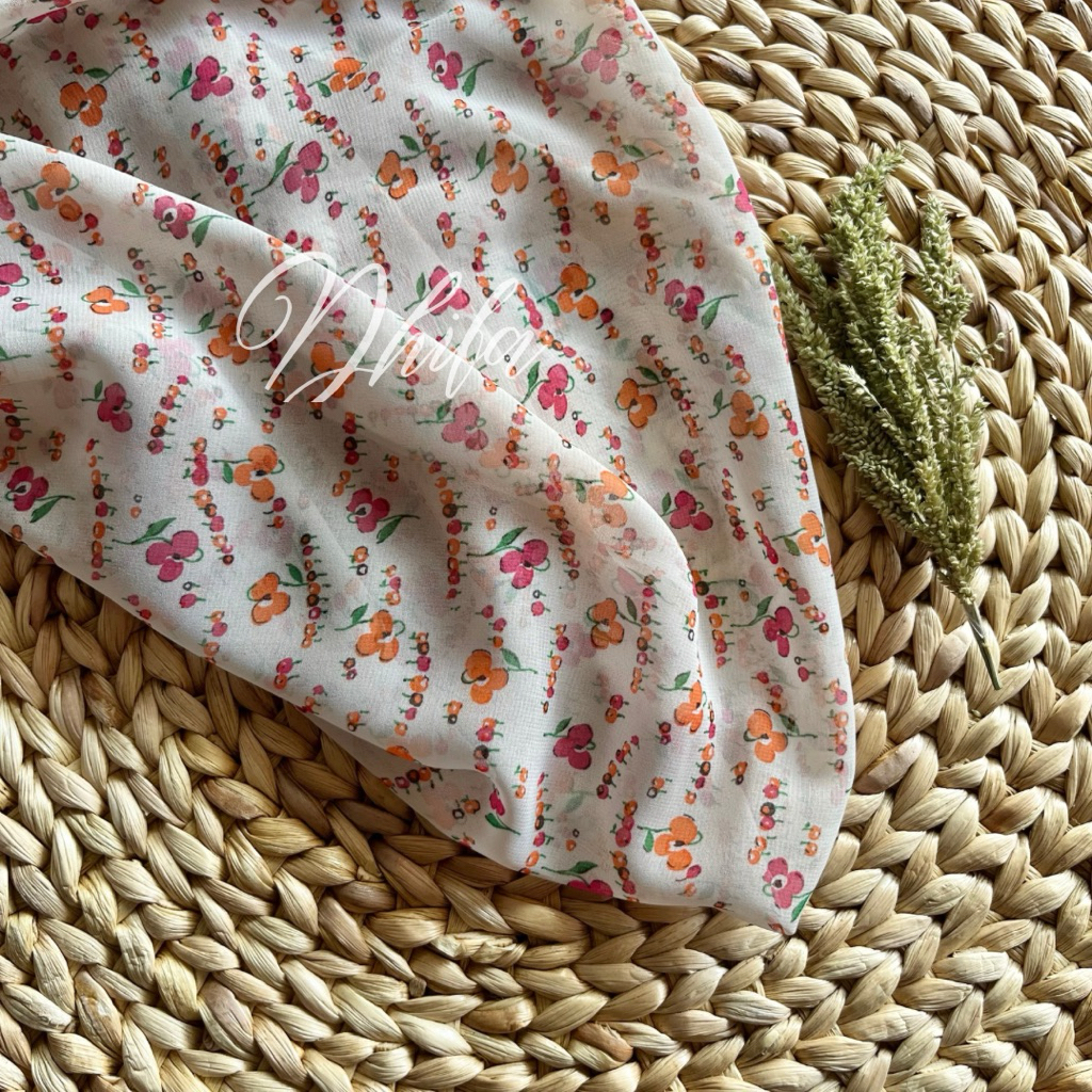 kain ceruty babydoll motif bunga / kain gamis motif bunga halus lembut