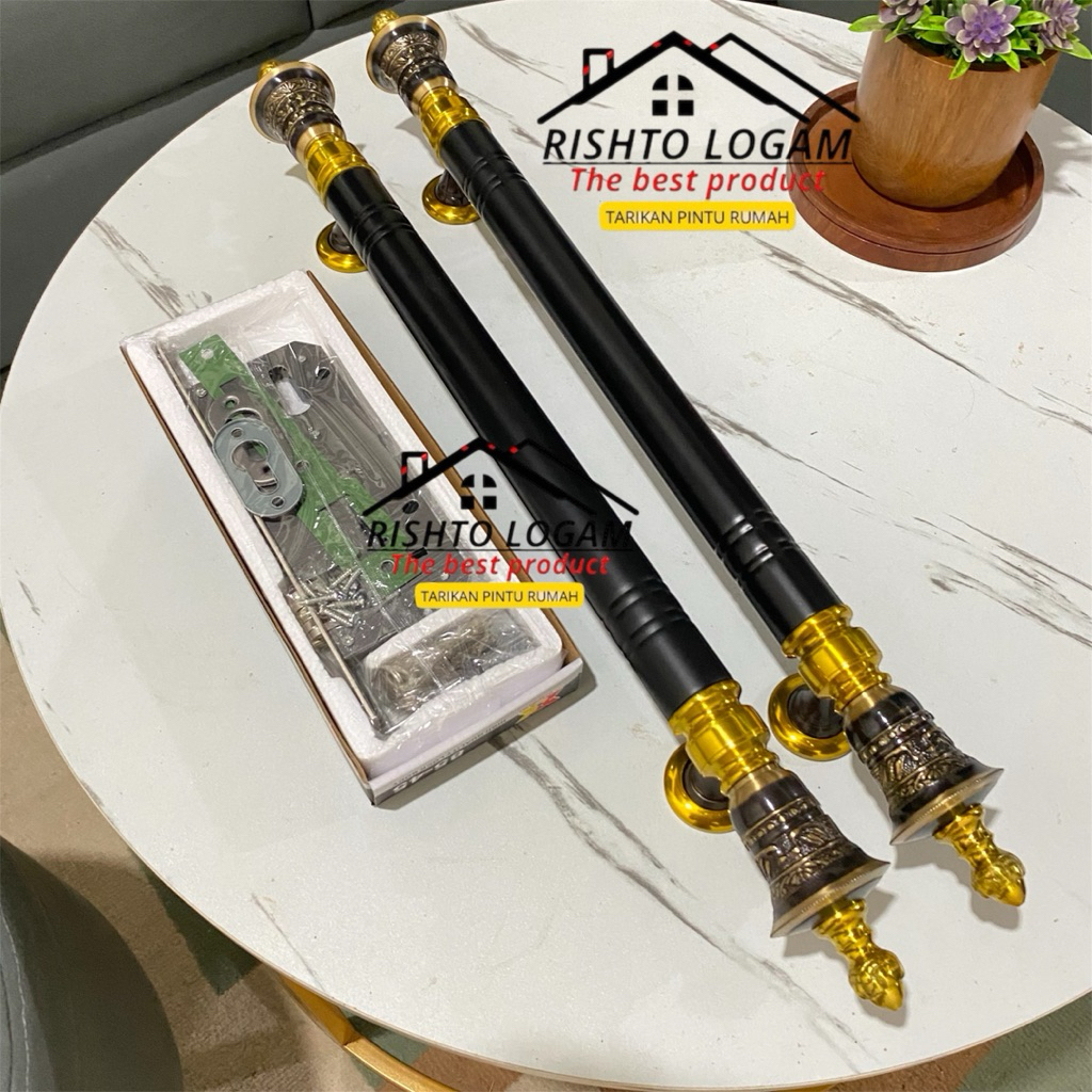 Handle Tarikan Pintu Rumah Mewah – Gagang Pintu  Klasik Premium – Full Set Kunci & Aksesoris Handle 