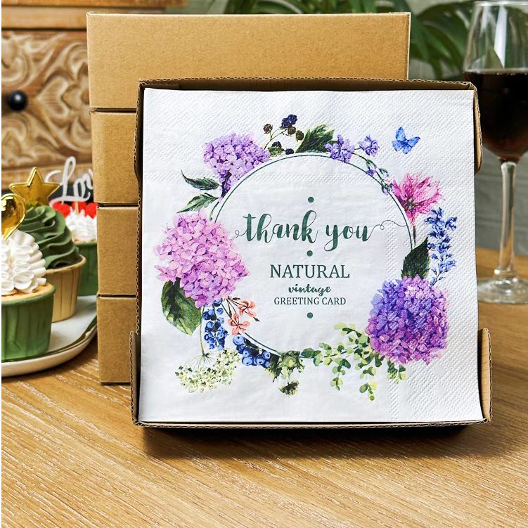 376. Decoupage napkins / Tisu decoupage motif bunga thank you