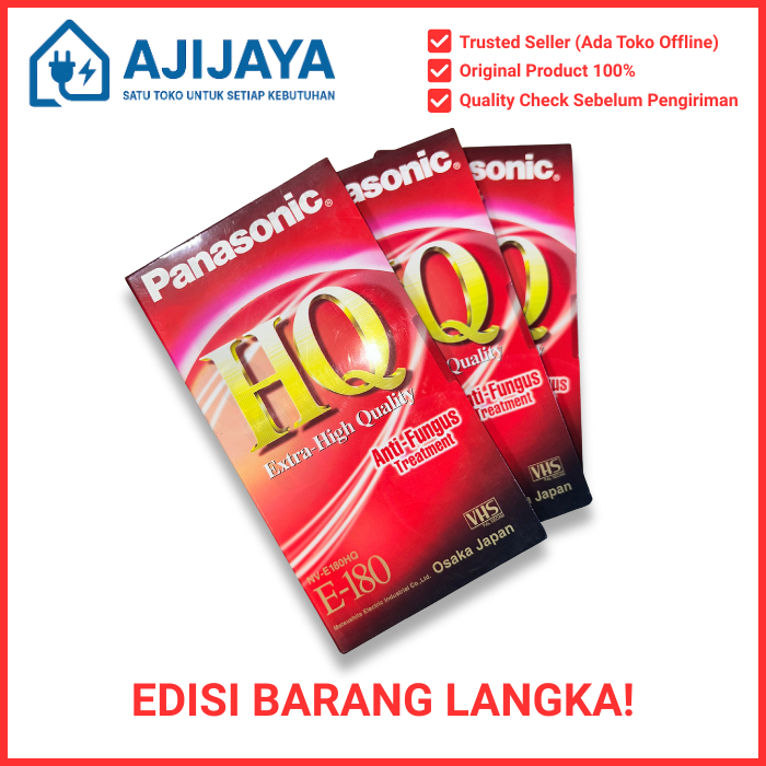 Panasonic HQ E-180 VHS – Extra High Quality Video Cassette | Anti Jamur | Langka