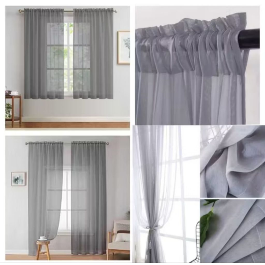 Vitrase gorden polos Gorden rajut vitrase warna abu hordeng jendela gorden jendela pintu lapisan gor