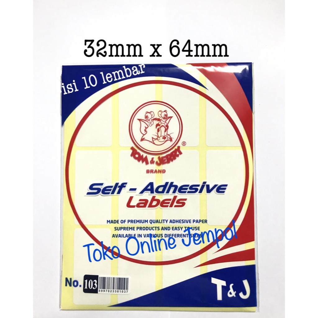 

GROSIR Label 103 Stiker Tom and Jerry sticker 32 x 64 mm undangan putih jerry white tom & jerry jeri ATK1027TJ