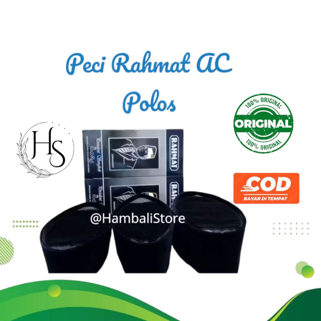 Peci Songkok Rahmat Ac Polos Hitam Original Peci Songkok Nasional
