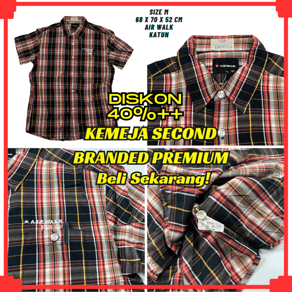 X56 Jakarta Fashion Mode Kemeja Second Branded Pria Baju Bekas Preloved Casual Lengan Pendek