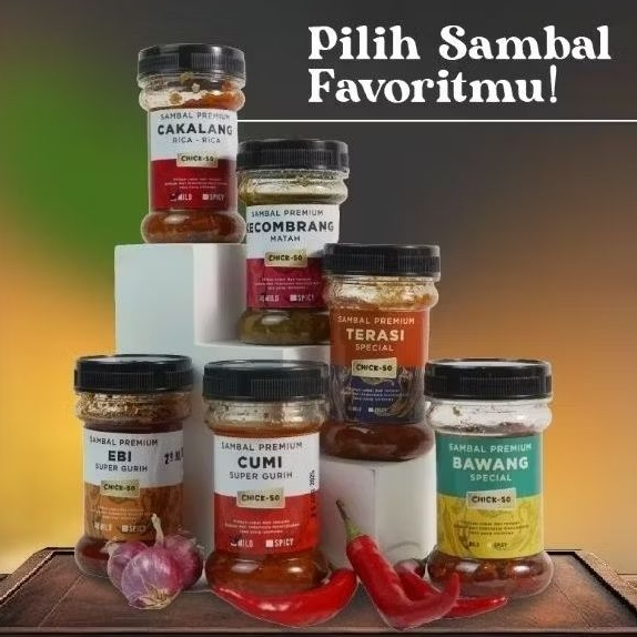 

PAKET 3 SAMBAL - Chick-So Sambal Baby Bayi Cumi Bawang Terasi Roa Cakalang Asap Teri Kecombrang Ebi Ayam Makanan Siap Saji
