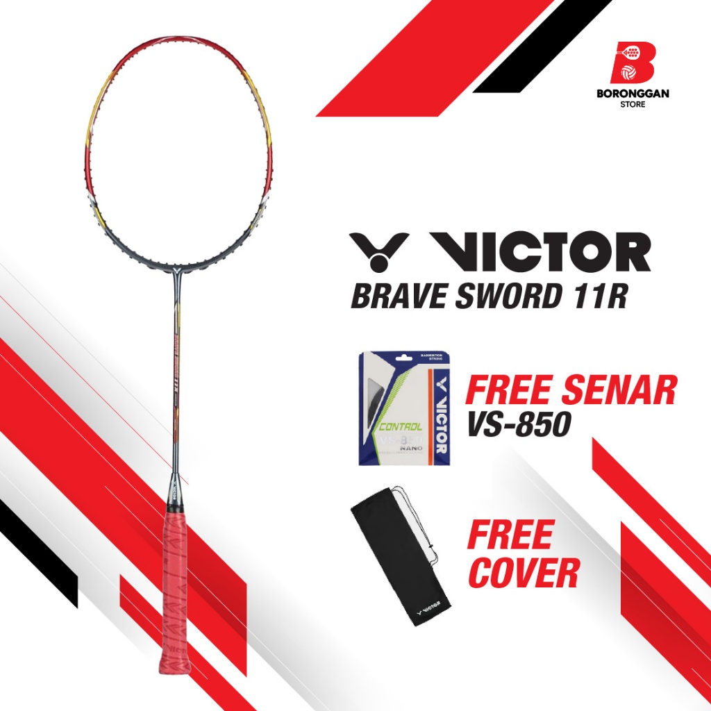 Raket Badminton Victor Brave Sword 11R + Bonus Senar Victor VS850 + Cover Beludru Victor | Bulu Tang