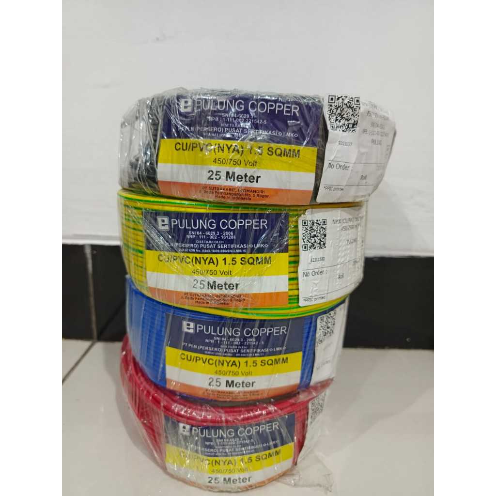 Kabel NYA 1.5 mm Tembaga Pulung Copper 25 Meter
