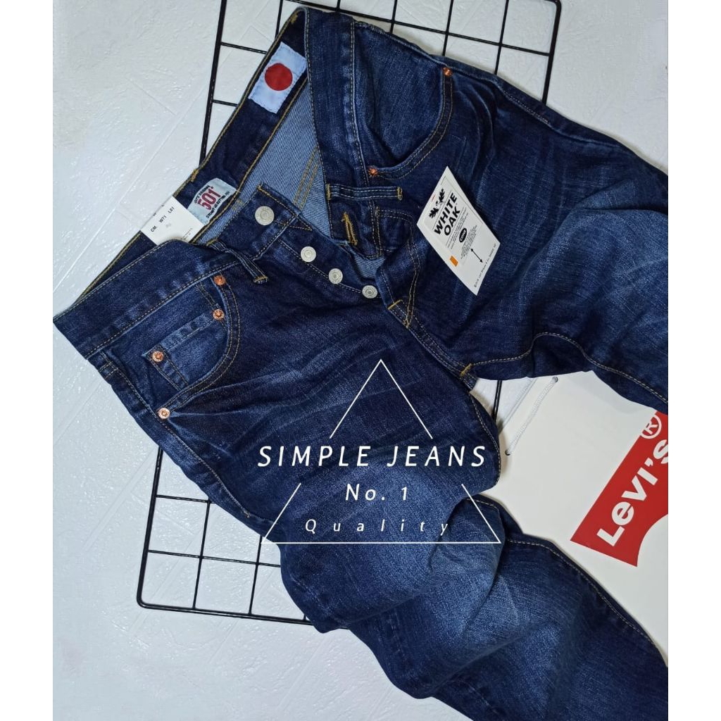 Celana Jeans Panjang Pria Terbaru Blue Dark Model Reguler Standar Type Kancing