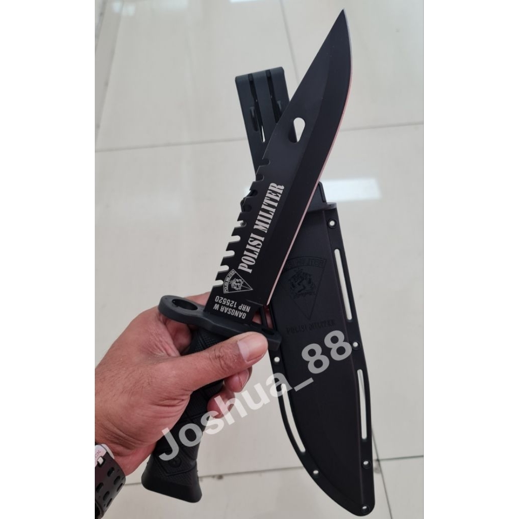 Pisau Tactical Military Custom Ukir Logo Polisi Militer Bisa Ukir Nama Logo Sendiri