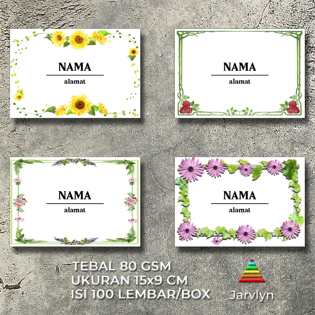 

Amplop Undangan Custom ukuran 152x90mm Cetak Nama dan Alamat Floral Series 66